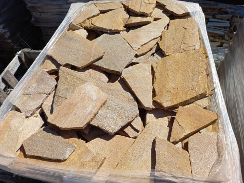 Плитняк златолит жёлтый золотистый для отмостки купить в Голицыно